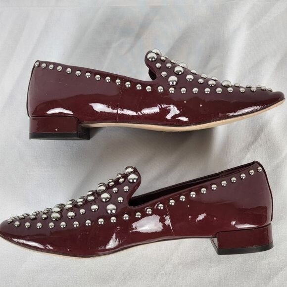 Halogen Kaylee Studded Genuine Leather Slip On Burgundy Loafers Women's Size 6 M - Picture 1 of 14